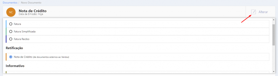 Alterar tipo documento no Backoffice