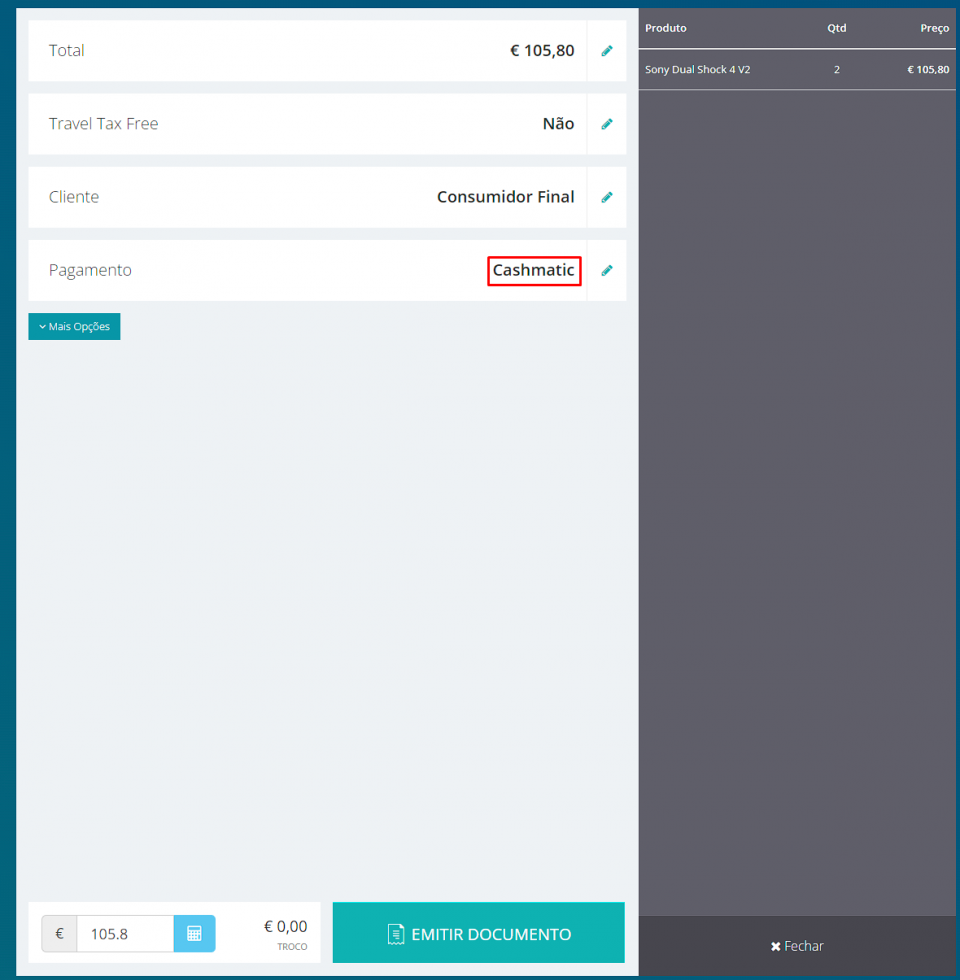 Cashmatic - pagamento no POS