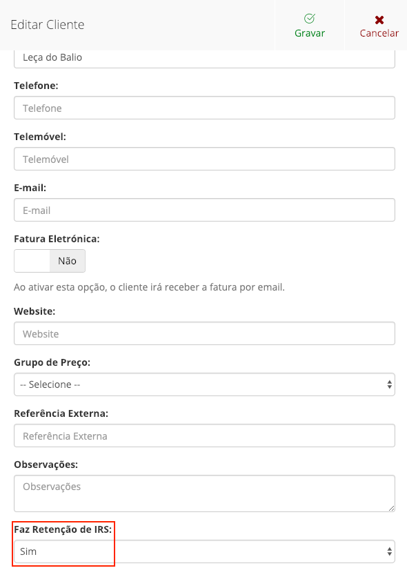 Aplicar retenção ao cliente no Backoffice