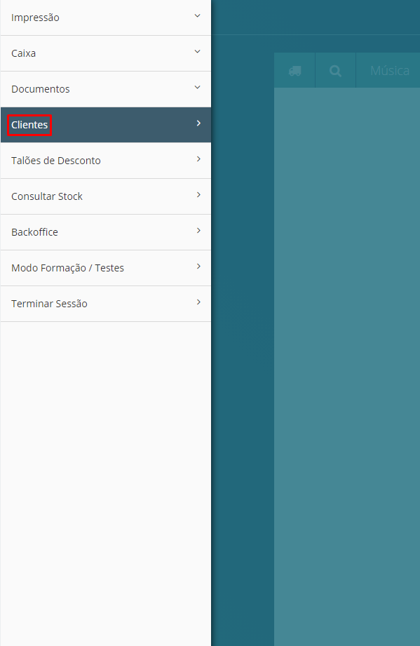 Criar no menu "Clientes" POS