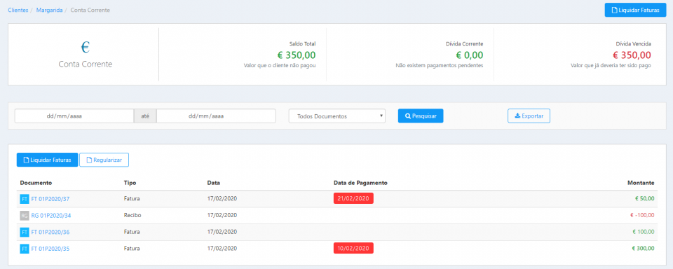 Conta Corrente - Vista Geral