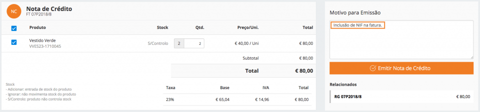 Emitir Nota de Crédito - Backoffice
