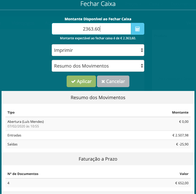 Fecho de Caixa