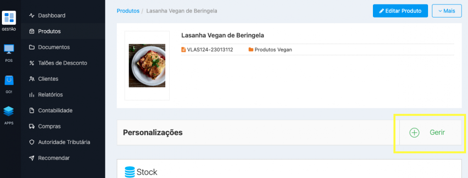 Gerir Personalização