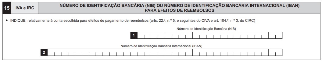 IBAN para efeitos de reembolso - Declaração de Ínicio de Atividade