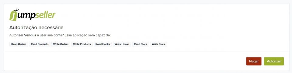 Autorizar App Vendus no Jumpseller