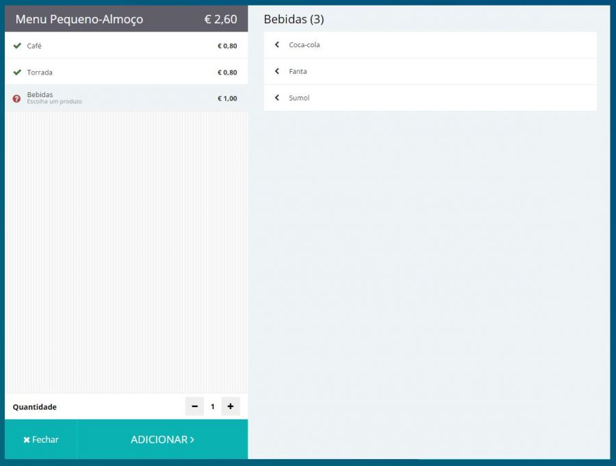 Selecionar Menu no POS