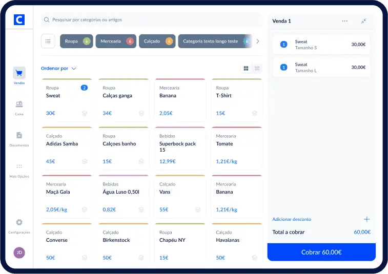 Demonstração do Cegid POS em dispositivo Desktop